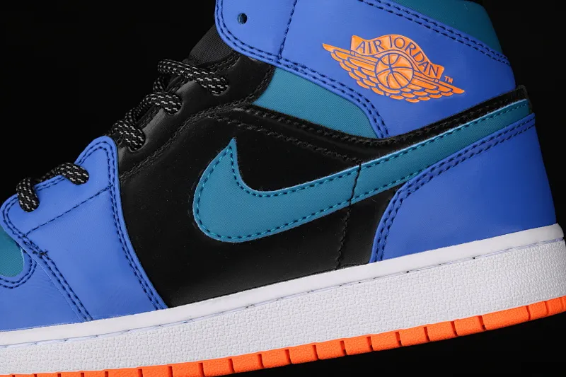 All categories Air Jordan Jordan series basketball shoes Air Jordan 1 Mid Air Jordan 1 Mid AJ1 Joe 1 patent leather black blue orange Zhongbang basketball shoes 554725-440